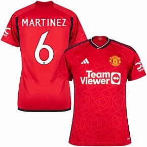 23-24 Man Utd Home Shirt + Martinez 6 (Official Cup Printing)
