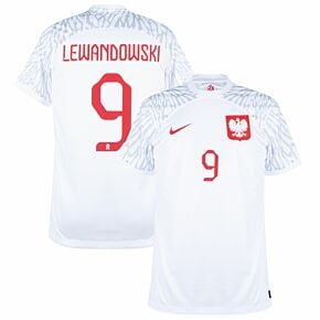 22-23 Poland Home Shirt + Lewandowski 9 (Official Printing)