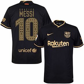 20-21 Barcelona Away Shirt + Gracies Messi 10 Printing