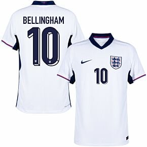 24-25 England Dri-Fit ADV Match Home Shirt + Bellingham 10 Official Printing)