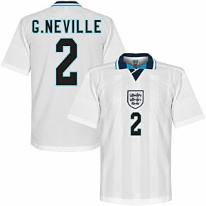 1996 England Euro 96 Home Retro Shirt + G. Neville 2 (Retro Flex Printing)