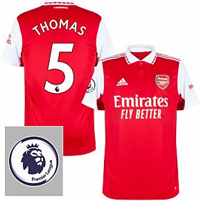 22-23 Arsenal Home Shirt + Thomas 5 (Premier League) + Premier League Patch