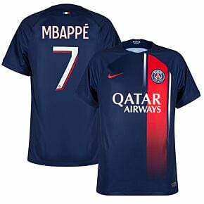 23-24 PSG Home Shirt + Mbappé 7 (Official Ligue 1 Printing)
