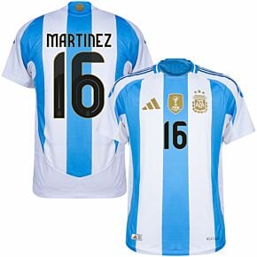 24-25 Argentina Home Authentic Shirt + Martinez 16 (Official Printing)
