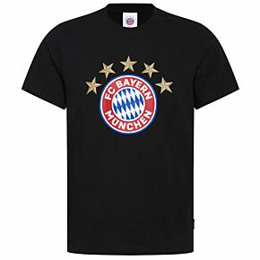 Bayern Munich 5 Star Logo T-Shirt - Black