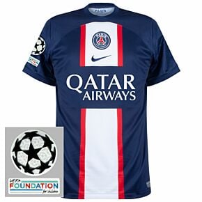 22-23 PSG Dri-Fit Home Shirt + UCL Starball + UEFA Foundation Patches