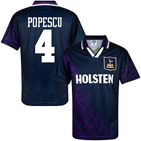 1994 Tottenham Away Retro Shirt + Popescu 4 (Retro Flock Printing)