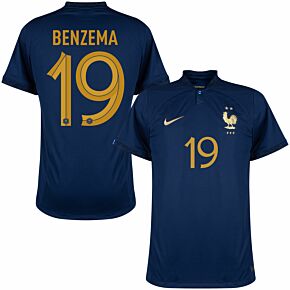 22-23 France Home Shirt + Benzema 19 (Official Printing)