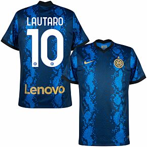 21-22 Inter Milan Home Shirt (no sponsor) + Lautaro 10 (Official Printing)
