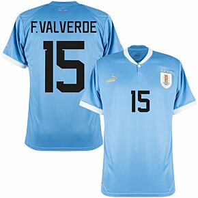 22-23 Uruguay Home Shirt + F.Valverde 15 (Official Printing)