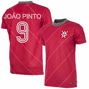 1984 Portugal Home Retro Shirt + João Pinto 9 (Retro Flock Printing)