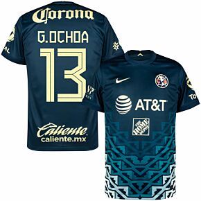 21-22 Club America Away Shirt + G.Ochoa 13 (Fan Style Printing)
