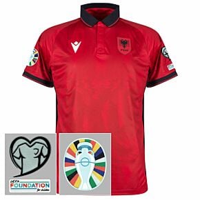 23-24 Albania Home Matchday Shirt + Euro 2024 Qualifying Patch Set