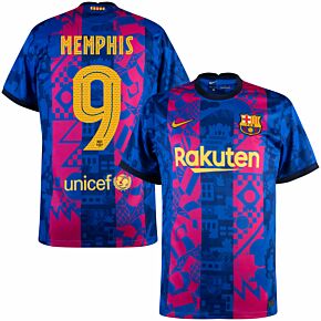 21-22 Barcelona 3rd Shirt + Memphis 9 (Cup Printing)