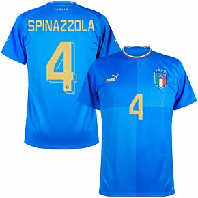 22-23 Italy Home Shirt + Spinazzola 4 (Official Printing)
