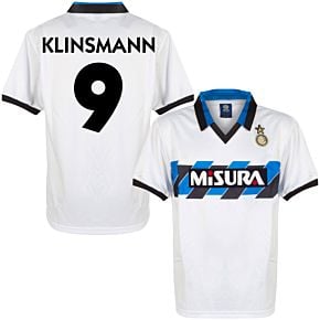 1990 Inter Milan Away Retro Shirt + Klinsmann 9 (Retro Flock Printing)