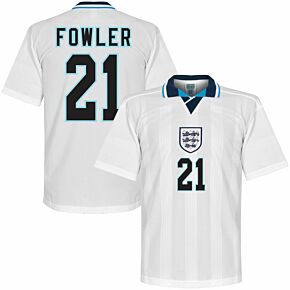 1996 England Euro 96 Home Retro Shirt + Fowler 21 (Retro Flex Printing)
