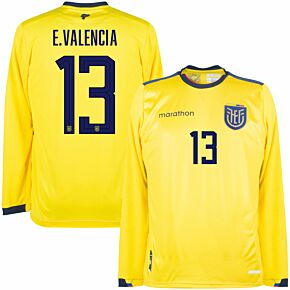 22-23 Ecuador Home Authentic L/S Shirt + E.Valencia 13 (Fan Style)