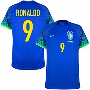 22-23 Brazil Away Shirt + Ronaldo 9 (1998 Retro Printing)
