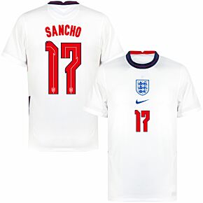 20-21 England Home Shirt + Sancho 17 (Official Printing)