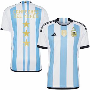 2023 Argentina Home 3 Star Shirt + Campeones del Mundo Official Print
