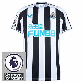 22-23 Newcastle Utd Home Shirt + Premier League + No Room For Racism Patches - Large