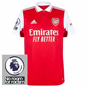 22-23 Arsenal Home Shirt + Premier League + No Room For Racism Patches