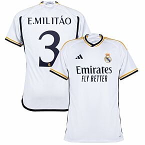 23-24 Real Madrid Home Shirt + E.Militao 3 (Official Cup Printing)