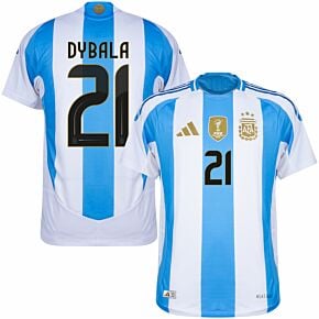 24-25 Argentina Home Authentic Shirt + Dybala 21 (Official Printing)