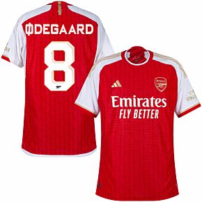 23-24 Arsenal Authentic Home Shirt + Ødegaard 8 (Cup Style Printing)
