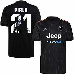 21-22 Juventus Away Shirt + Pirlo 21 (Gallery Printing)