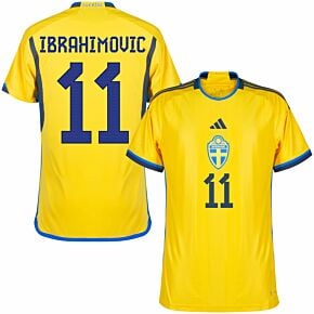 22-23 Sweden Home Shirt + Ibrahimovic 11 (Official Printing)