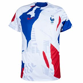 22-23 France Dri-Fit Pre-Match S/S Top - White/Royal/Red