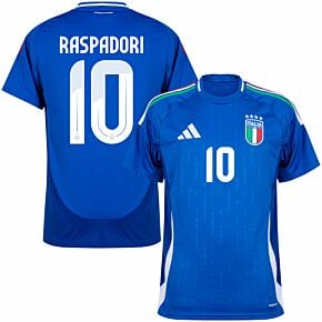 24-25 Italy Home Shirt + Raspadori 10 (Official Printing)