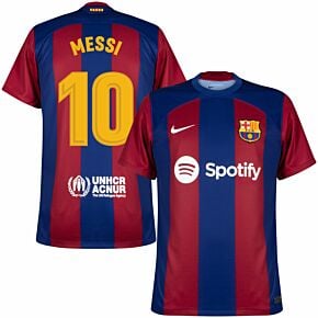 23-24 Barcelona Home Shirt + Messi 10 (Legend Printing)