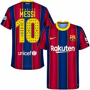 20-21 Barcelona Vapor Match Home Euro Shirt + Gracies Messi Printing