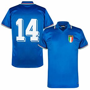1982 Italy Home Shirt + No.14 (Retro Flock Printing)