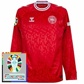 24-25 Denmark Home L/S Shirt +  incl. Euro 2024 & Foundation Tournament Patches