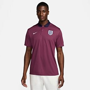 24-25 England Dri-Fit Victory Solid Polo Shirt - Rosewood/Seasame/White