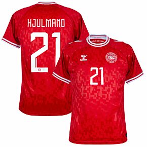 24-25 Denmark Home Shirt + Hjulmand 21 (Official Printing)