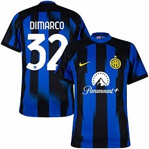23-24 Inter Milan Home Shirt + Dimarco 32 (Official Printing)