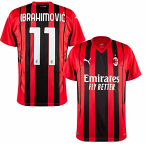 21-22 AC Milan Home Shirt + Ibrahimović 11 (Official Printing)