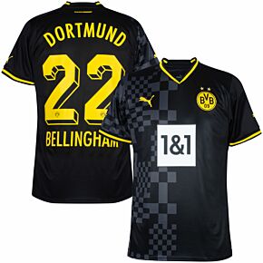 22-23 Borussia Dortmund Away Shirt + Bellingham 22 (Official Printing)