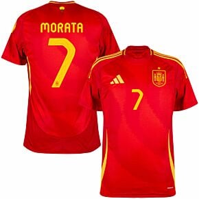 24-25 Spain Home Shirt + Morata 7 (Official Printing)