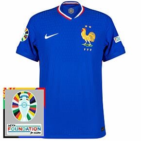 24-25 France Dri-Fit ADV Match Home Shirt incl. Euro 2024 & Foundation Tournament Patches