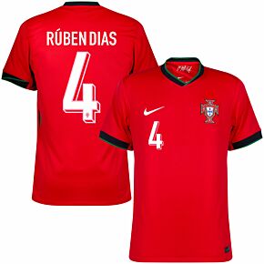 24-25 Portugal Home Shirt + Rúben Dias 4 (Official Printing)