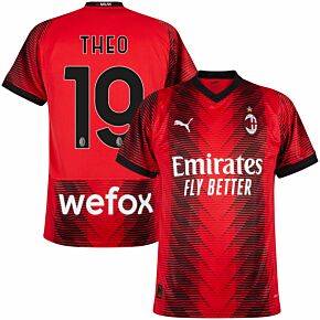 23-24 AC Milan Home + Theo 19 (Official Printing)