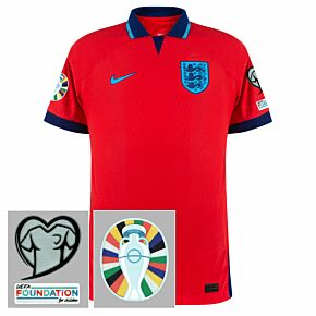 22-23 England Away Dri-Fit ADV Match Shirt + Euro 2024 Qualifying Patch Set