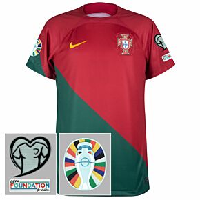 22-23 Portugal Home Shirt + Euro 2024 Qualifying Patch Set