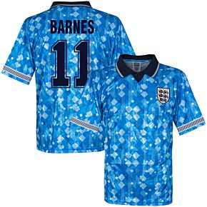 1990 England 3rd Barnes 11 Retro World Cup Finals Shirt (Retro Flock Printing)